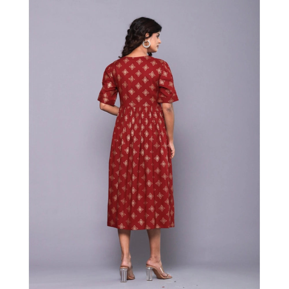 Casual Viscose Rayon Half Sleeve Alia Cut Gown