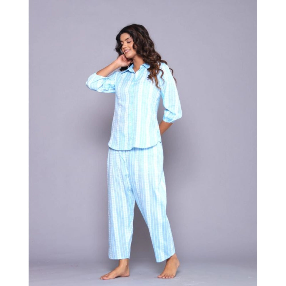 Casual Cotton 3-4th Sleeve Full Night Suit Set