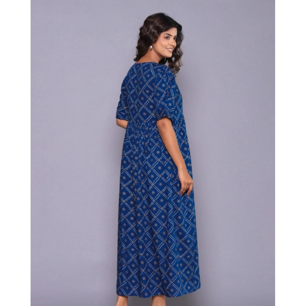 Casual Viscose Rayon Half Sleeve Alia Cut Gown