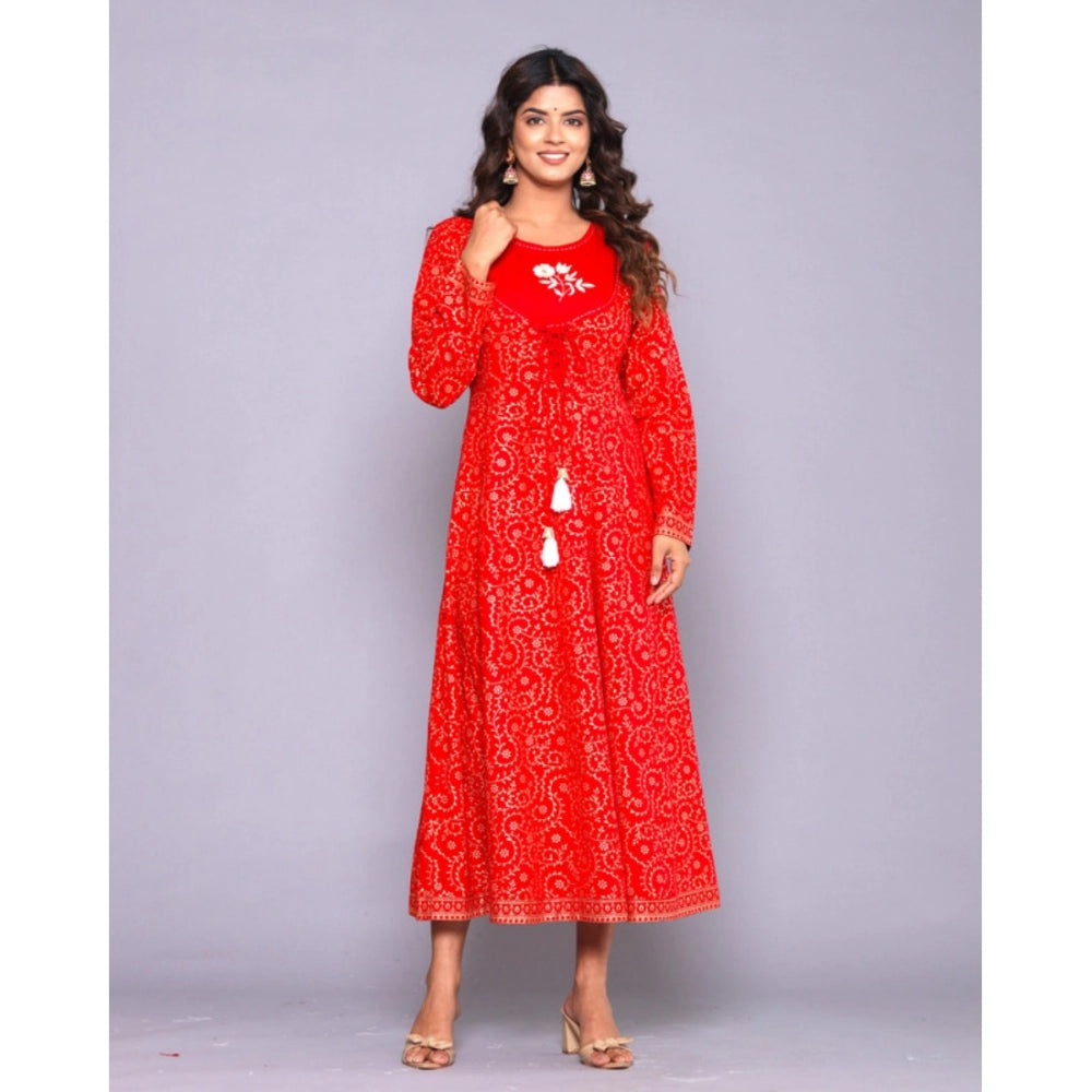 Casual Viscose Rayon 3-4th Sleeve A-line Gown