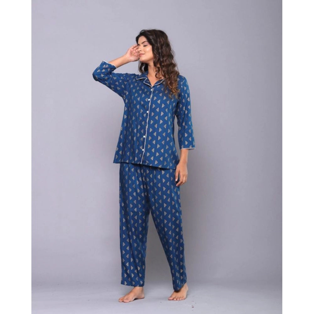 Casual Rayon 3-4th Sleeve Night Suit Set