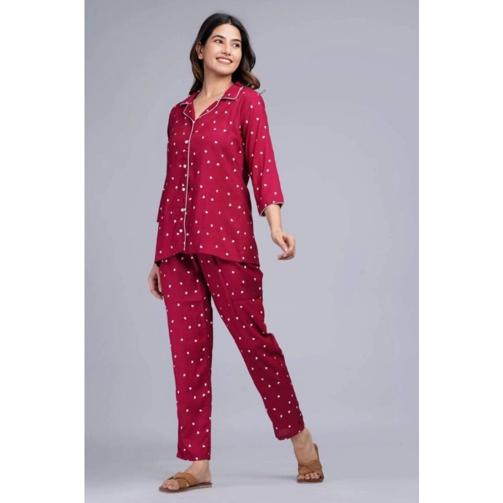 Casual Rayon 3-4th Sleeve Night Suit Set