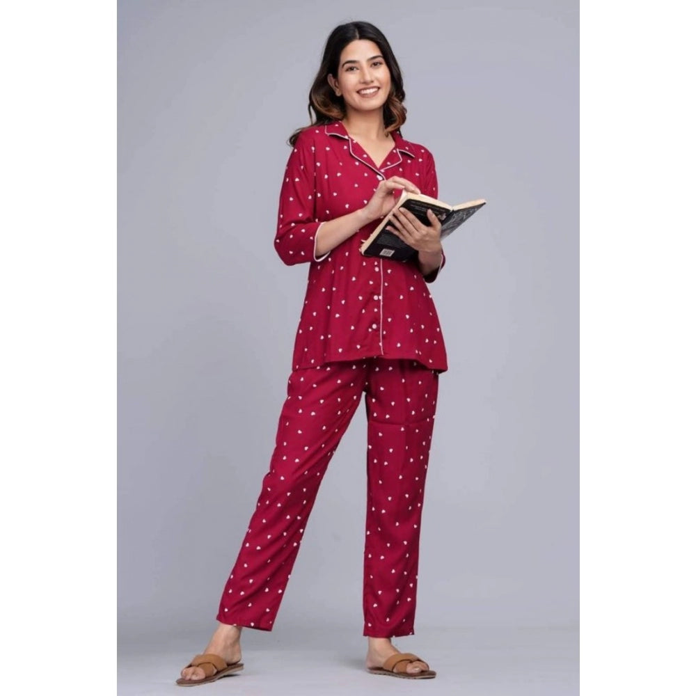 Casual Rayon 3-4th Sleeve Night Suit Set