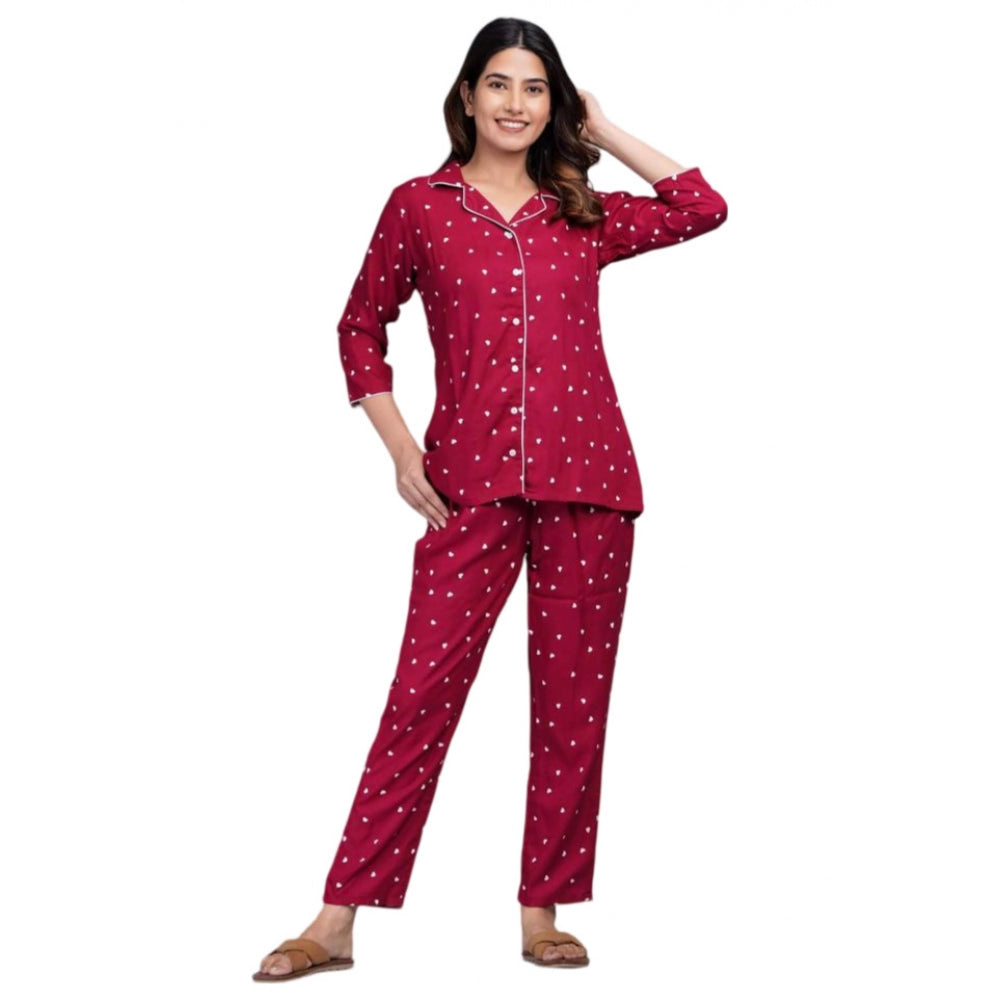 Casual Rayon 3-4th Sleeve Night Suit Set