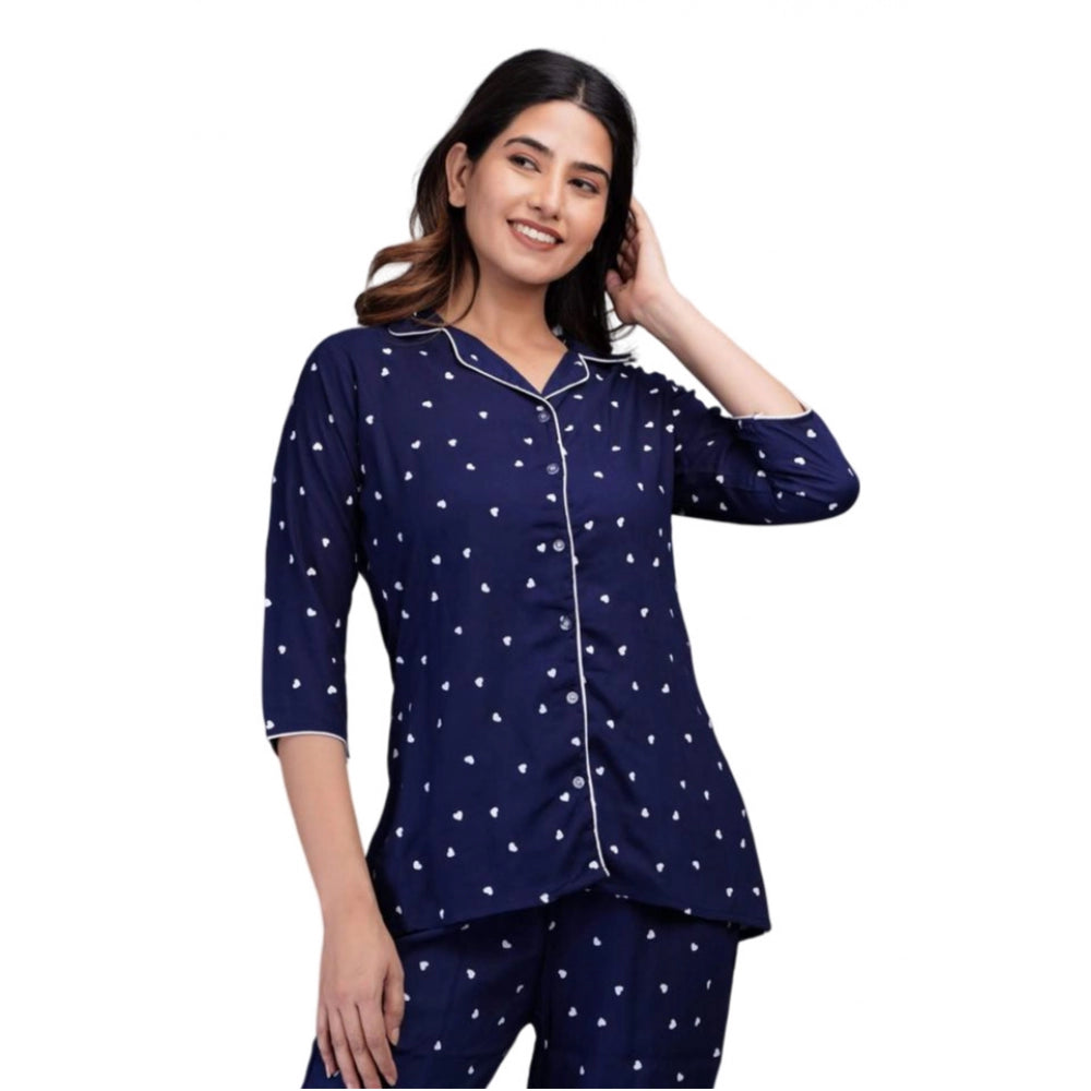 Casual Rayon 3-4th Sleeve Night Suit Set