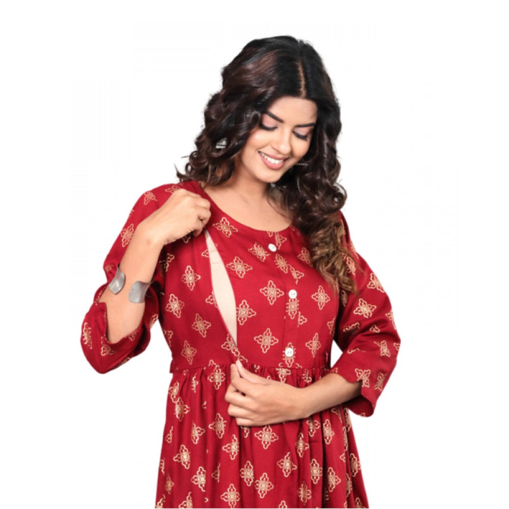 Casual Viscose Rayon 3-4th Sleeve Maternity Kurti