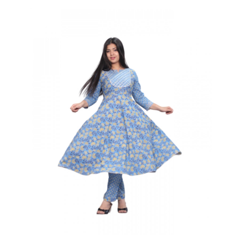 Casual Cotton 3-4th Sleeve Kurti Palazzo Set