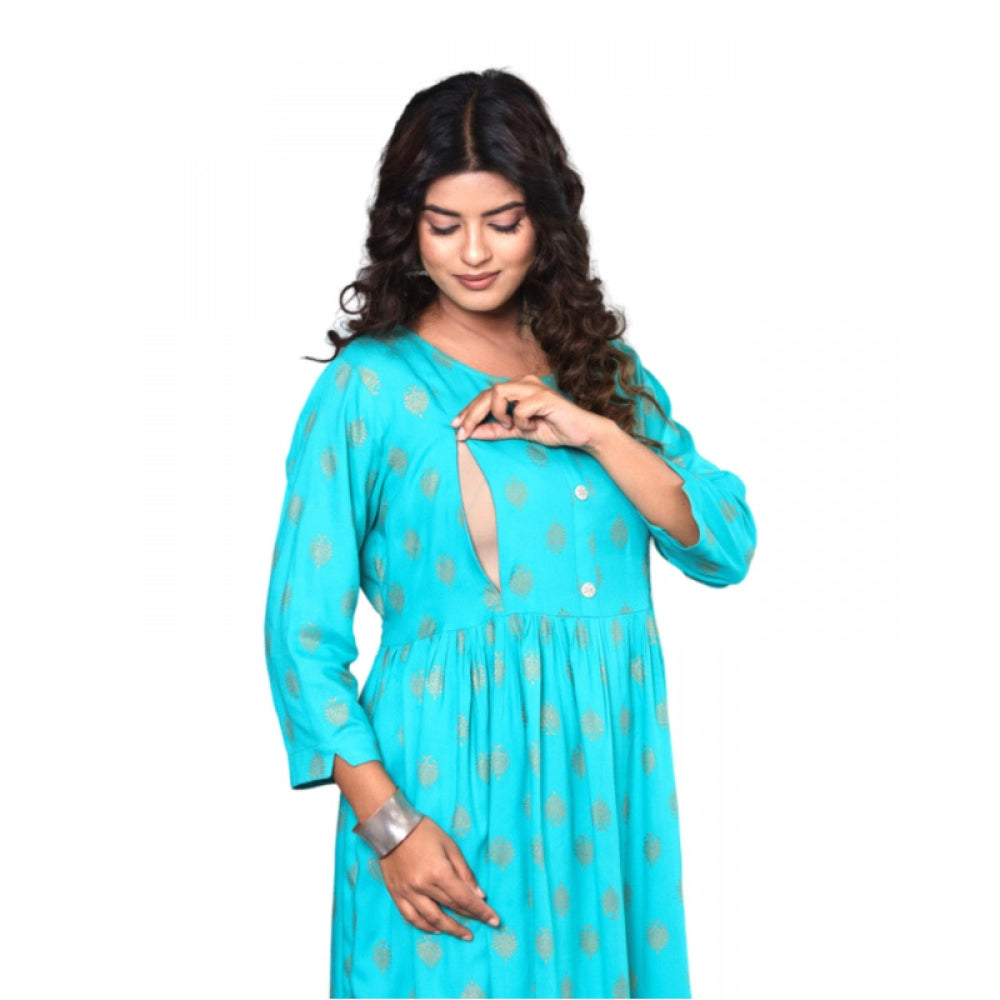 Casual Viscose Rayon 3-4th Sleeve Maternity Kurti