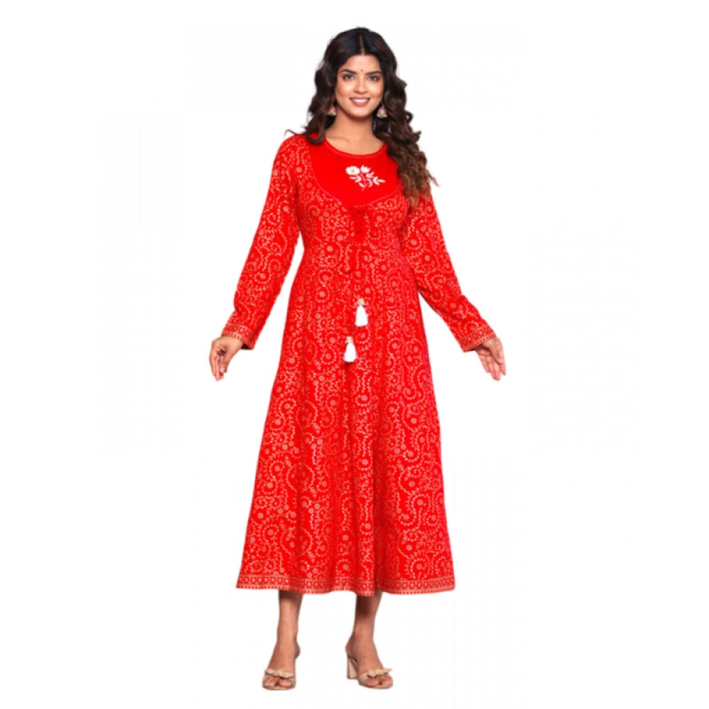 Casual Viscose Rayon 3-4th Sleeve A-line Gown