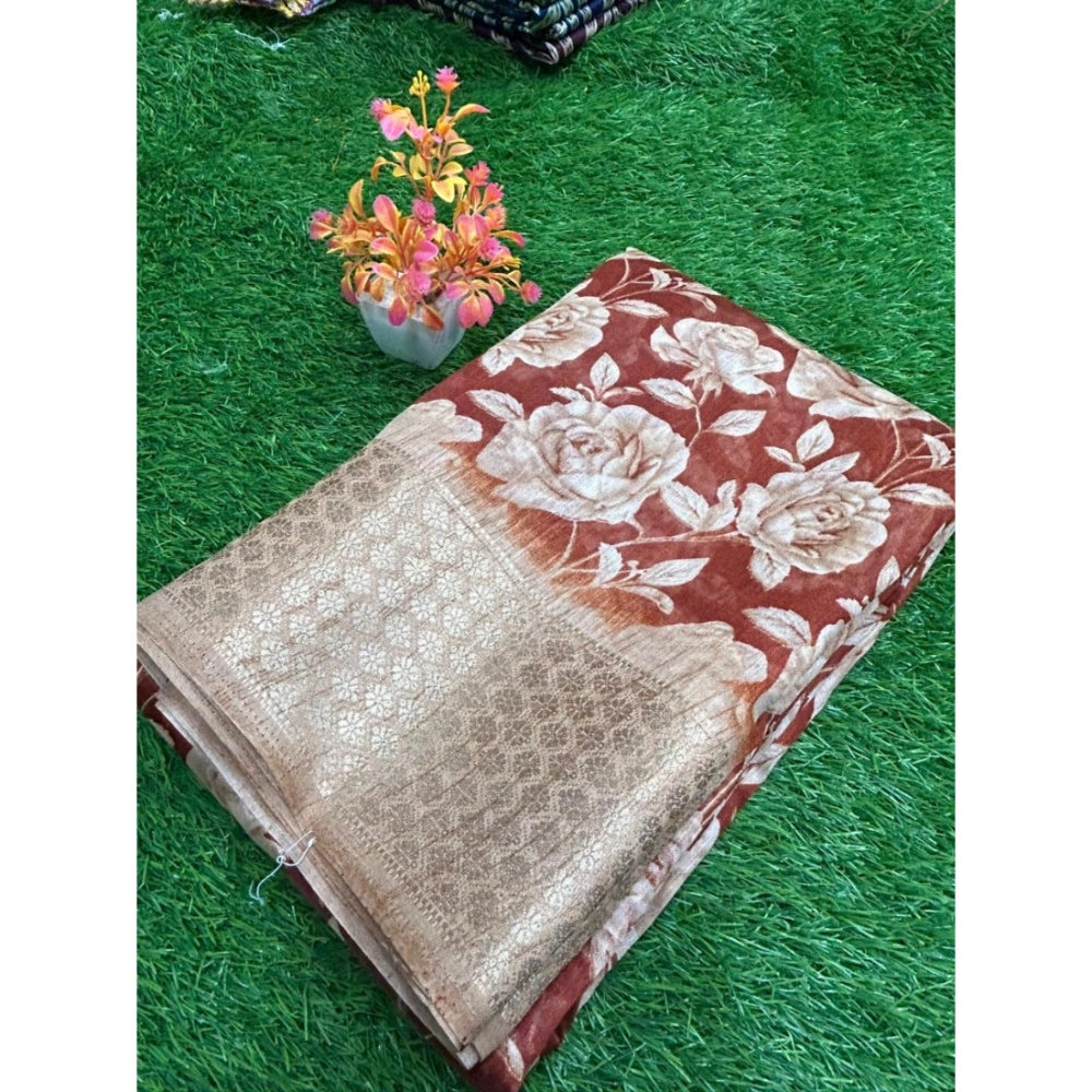 Rani Rangoli Cotton Printed Saree With Unstitched Blouse