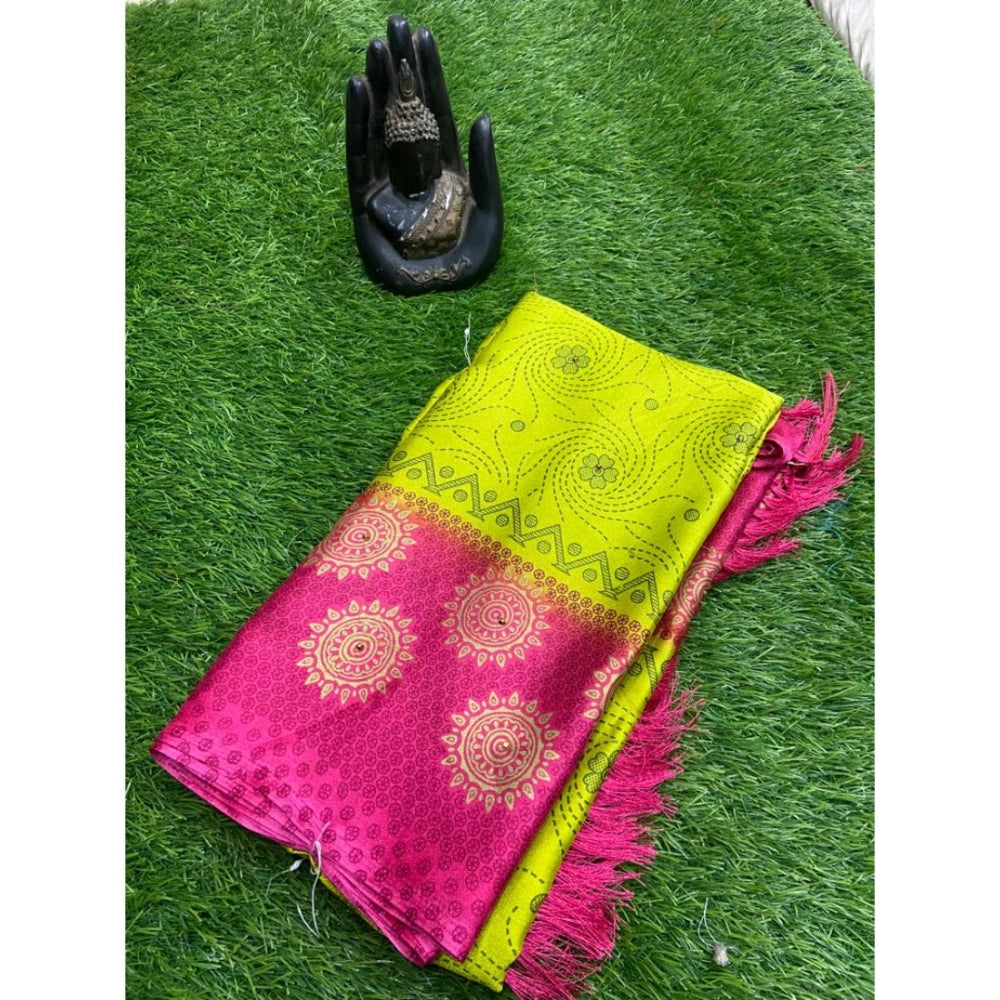 Rani Rangoli Crepe Printed Saree With Unstitched Blouse