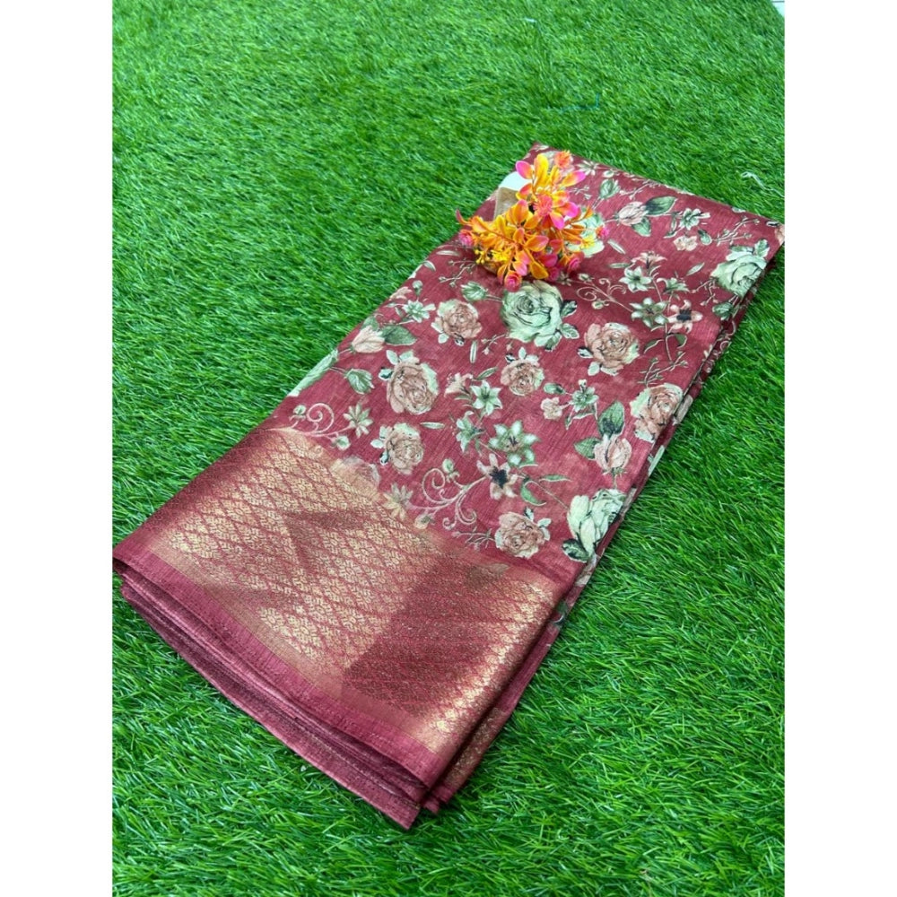 Rani Rangoli Cotton Printed Saree With Unstitched Blouse