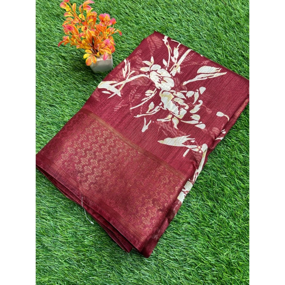 Rani Rangoli Cotton Printed Saree With Unstitched Blouse