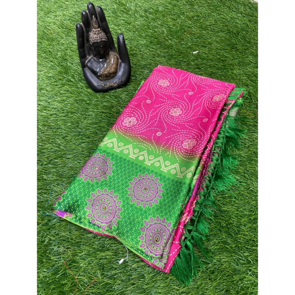 Rani Rangoli Crepe Printed Saree With Unstitched Blouse