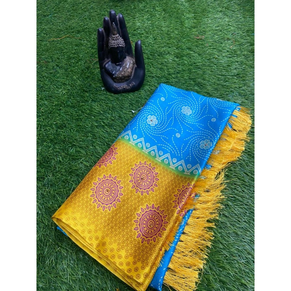 Rani Rangoli Crepe Printed Saree With Unstitched Blouse