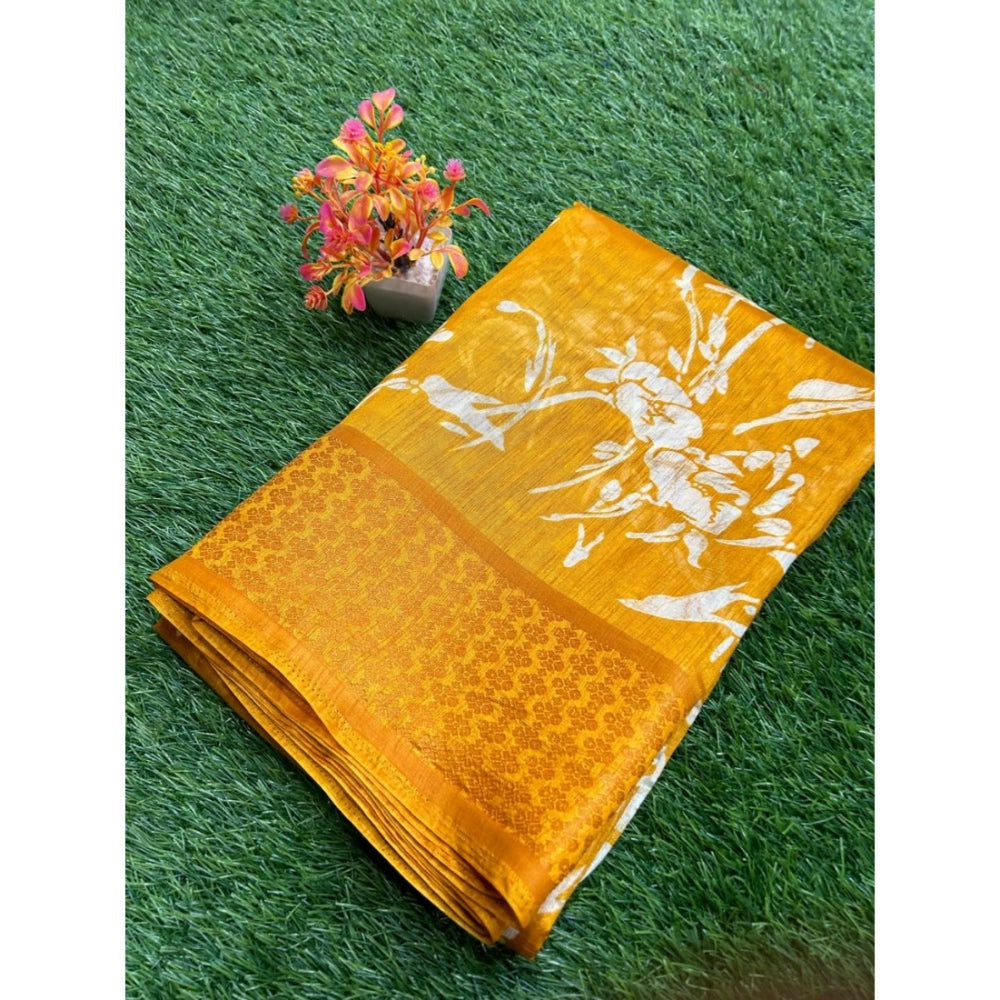 Rani Rangoli Cotton Printed Saree With Unstitched Blouse