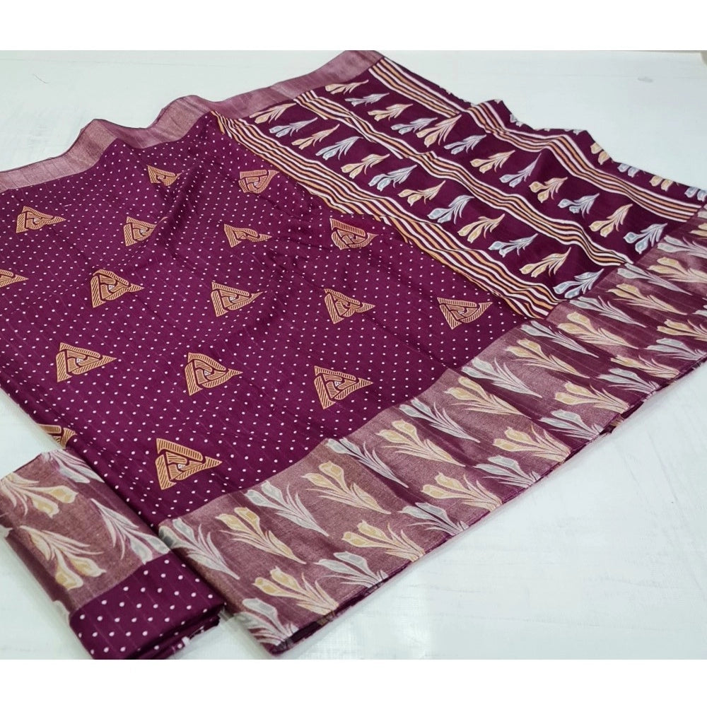 Rani Rangoli Cotton Silk Printed Saree With Unstitched Blouse