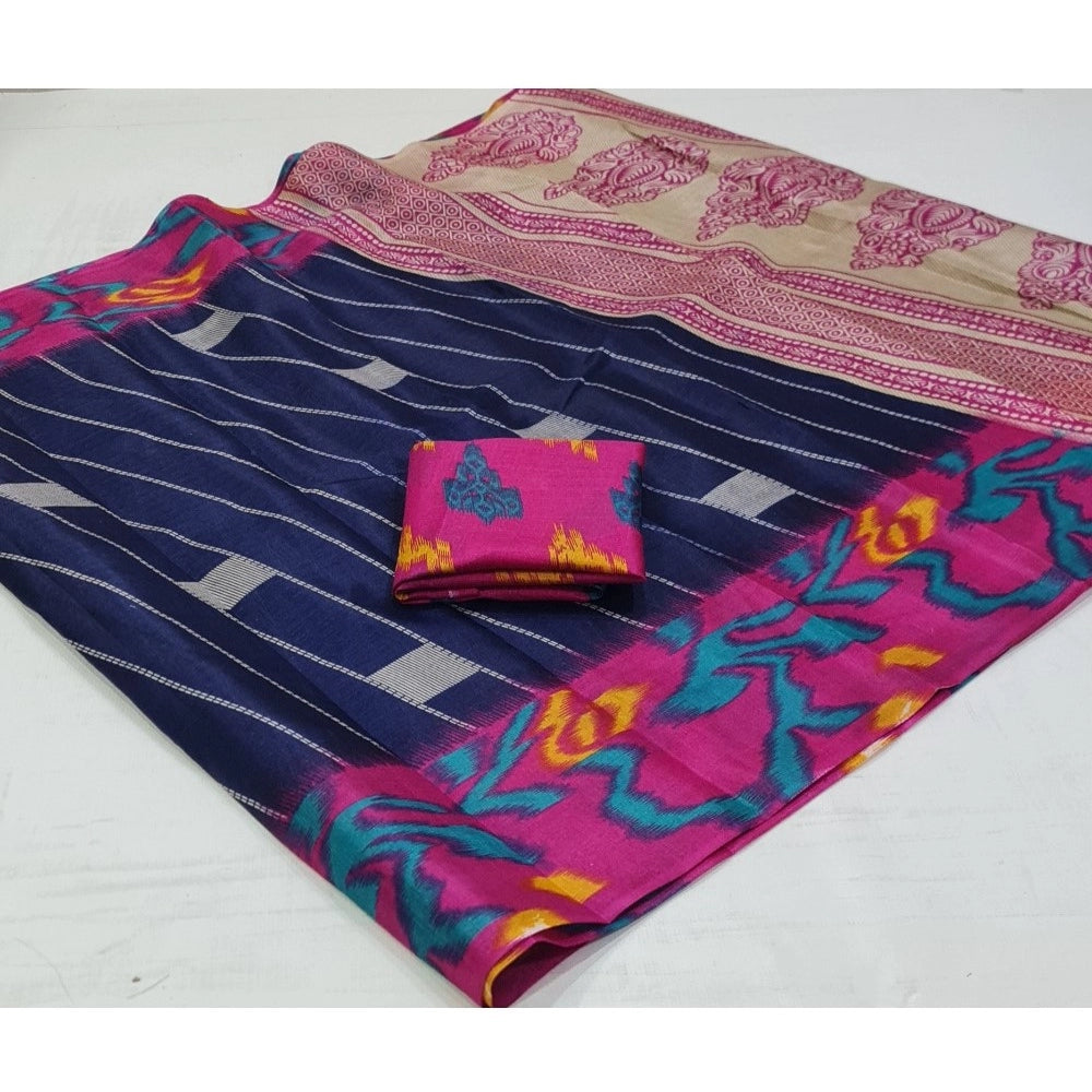 Rani Rangoli Cotton Silk Printed Saree With Unstitched Blouse