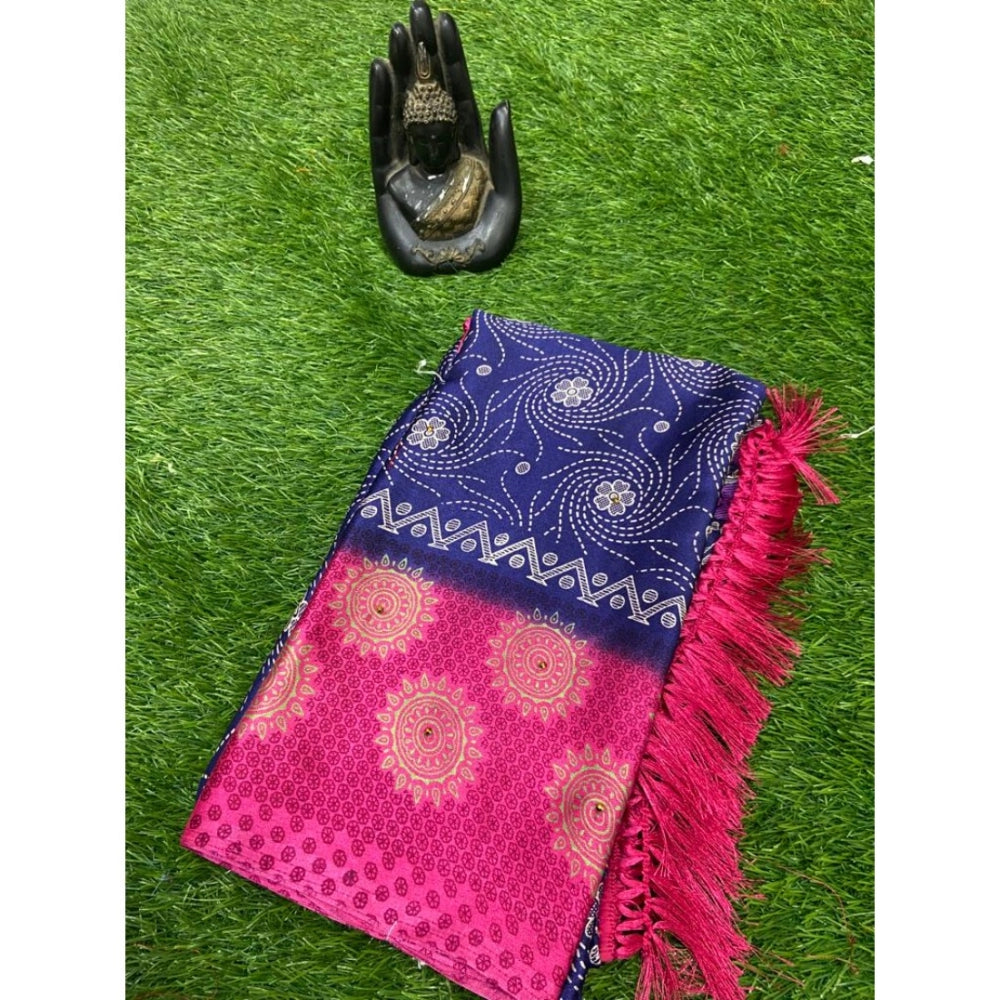 Rani Rangoli Crepe Printed Saree With Unstitched Blouse