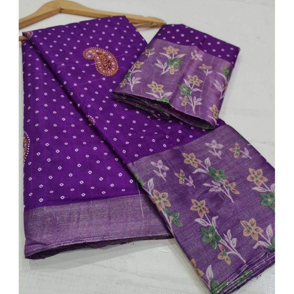 Rani Rangoli Cotton Silk Printed Saree With Unstitched Blouse